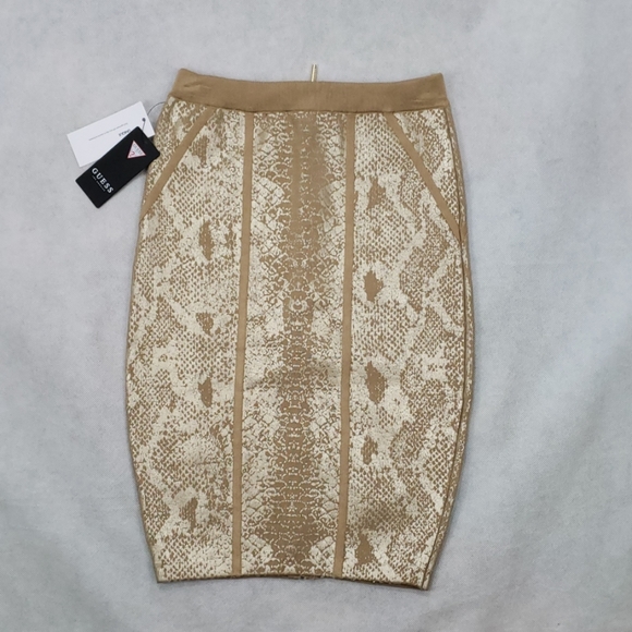 NWT GUESS Size Small Snake Foiled Body-Con Skirt - Picture 2 of 8